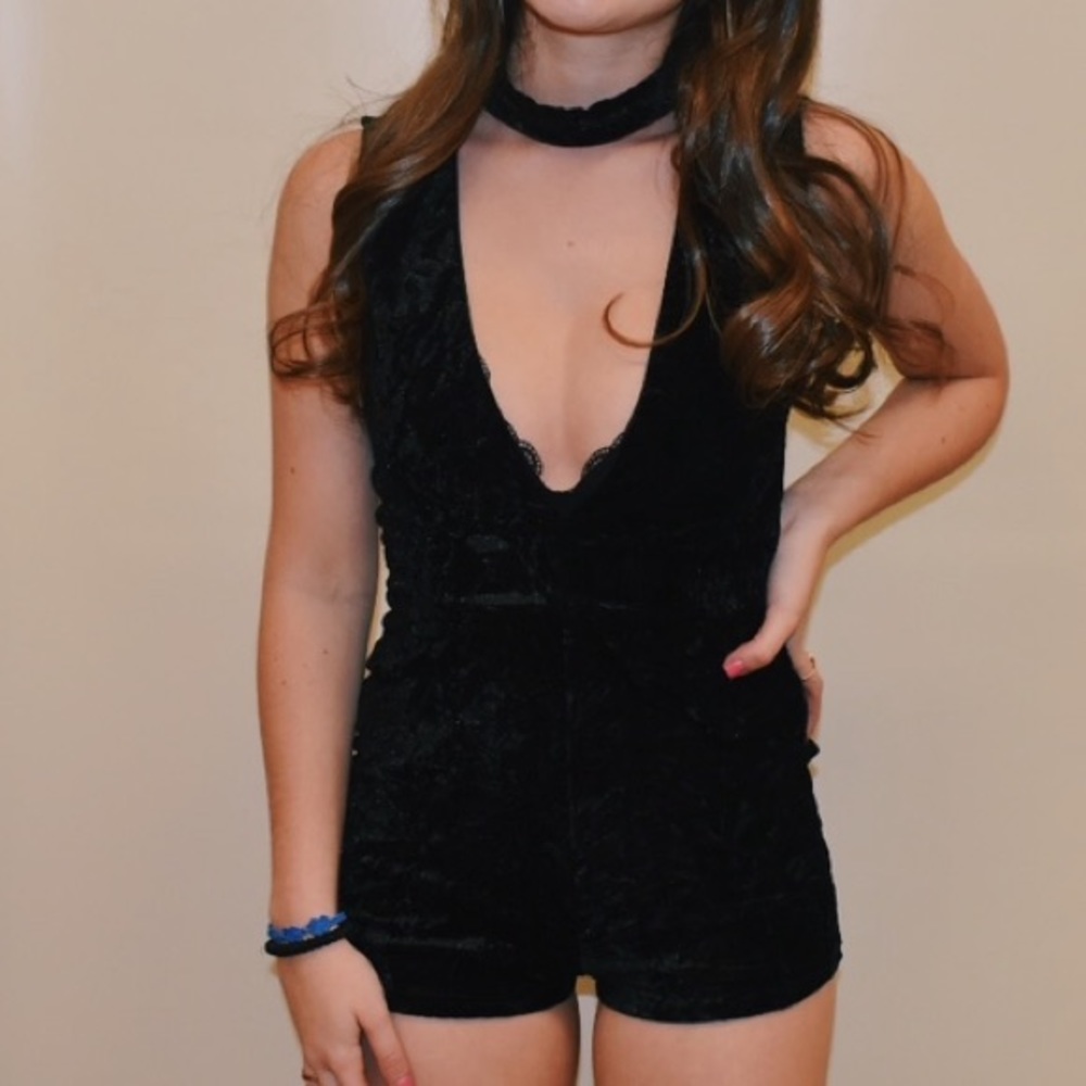 Gab & Kate Black V Neck Romper